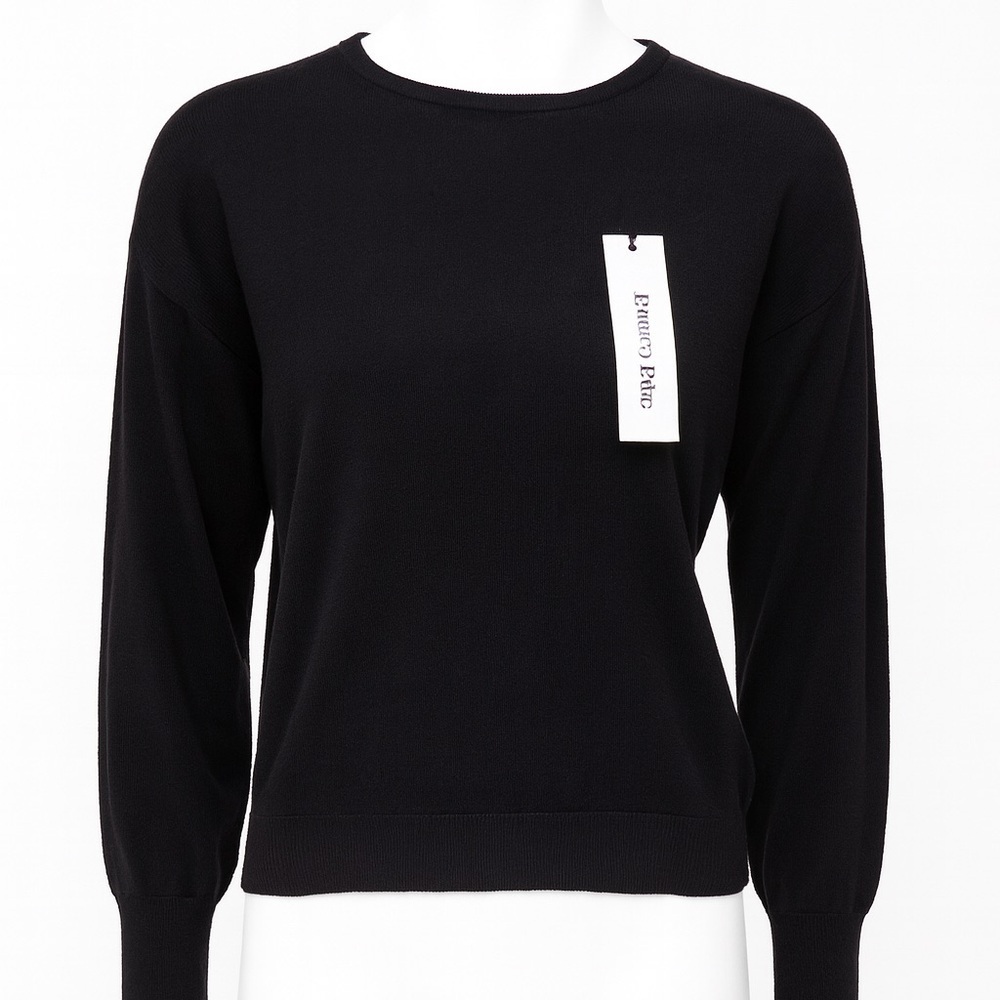 Black Knit Crewneck Sweater Long Sleeve Pullover